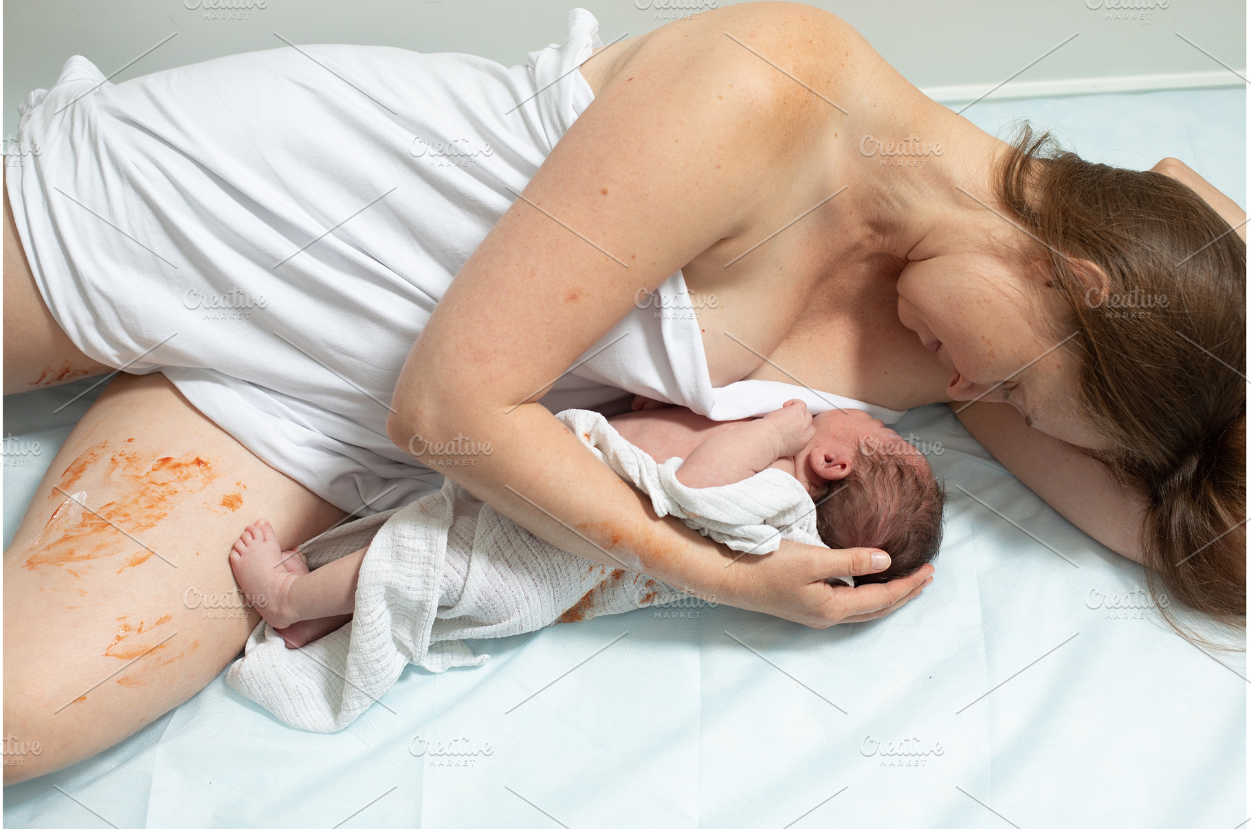 Woman with new born baby have a rest, a Person Photo by oksix
