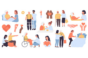 Care support for seniors set, an Object Illustration by Flashvector