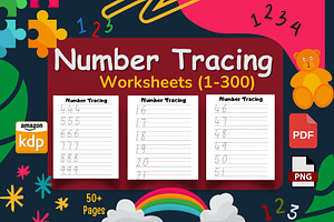 1-300 Number Tracing Practice Pages