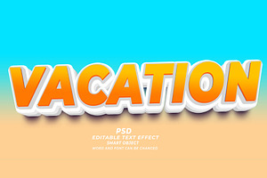 Vacation PSD 3d Editable Text Effect