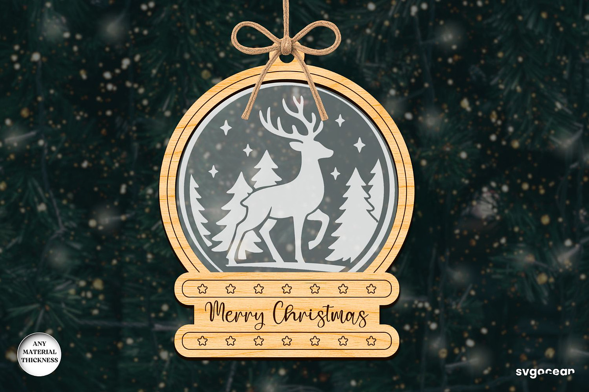 Christmas Snowglobe Ornaments SVG, a Decorative Illustration by svgocean (Photo 2 of 13)