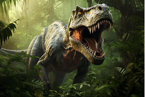Fierce tyrannosaurus rex roaring in, an Animal Photo by Ylivdesign