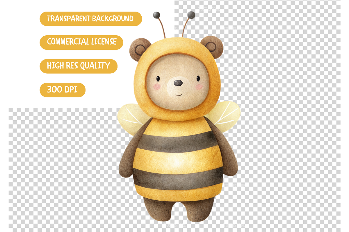 Garden Honey Bee Illustrations, an Illustration by TatiMockup (Photo 4 of 4)