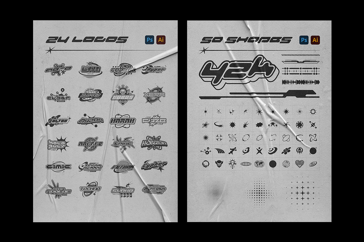 Y2K Logotype Bundle, a Branding & Logo Template by FLYERWRK (Photo 2 of 8)