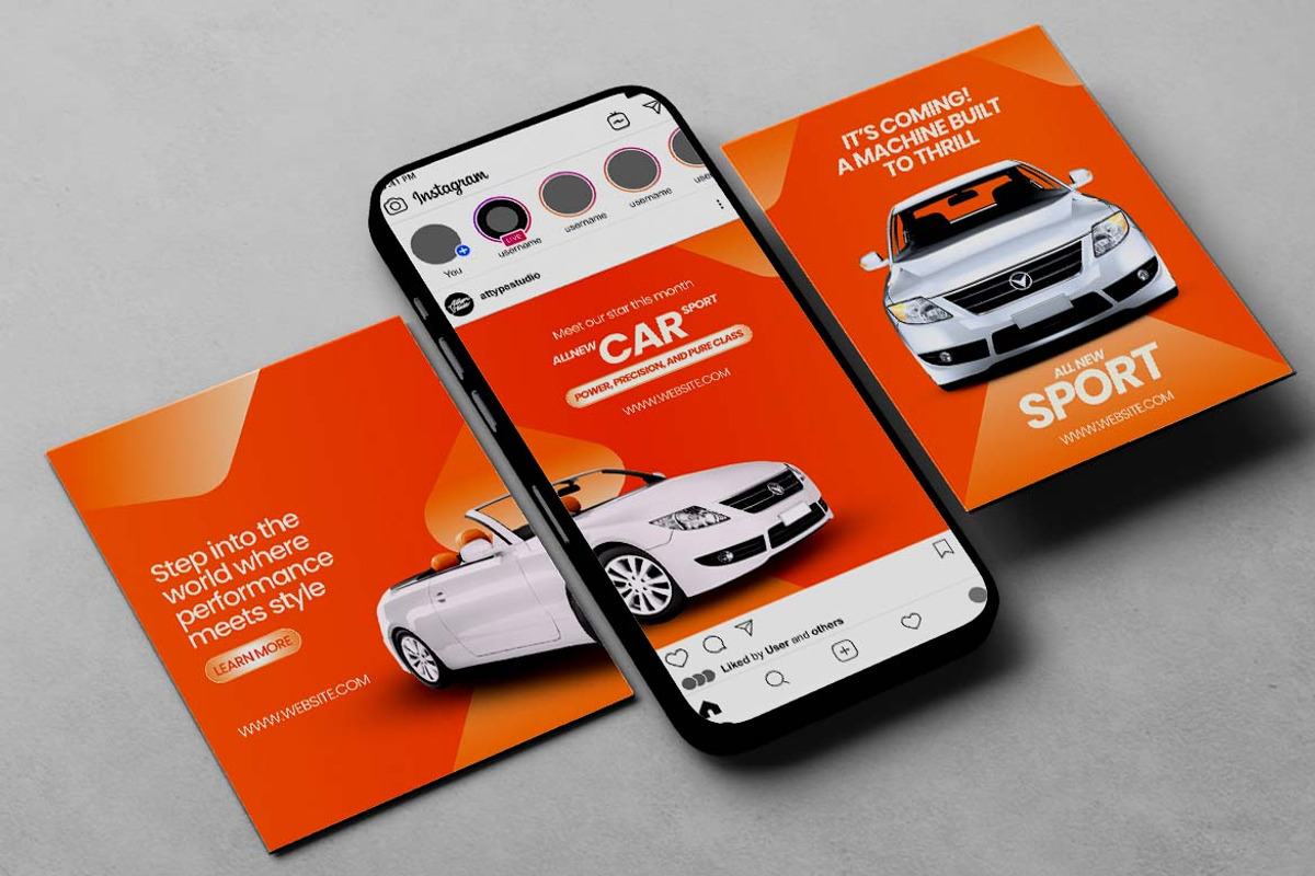 Car Showroom Instagram Carousel, a Social Media Template by Attype (Photo 2 of 5)