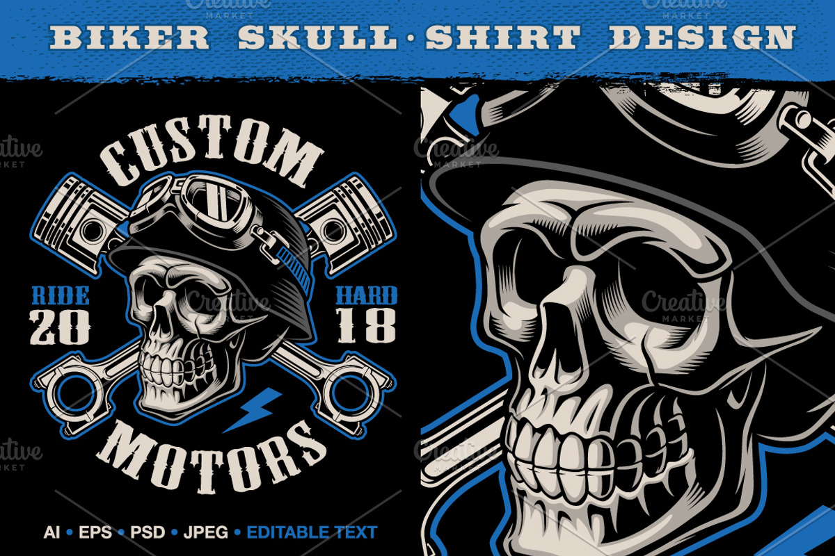 Biker Skull with crossed pistons., a Decorative Illustration by Harry Kasyanov (Photo 1 of 3)