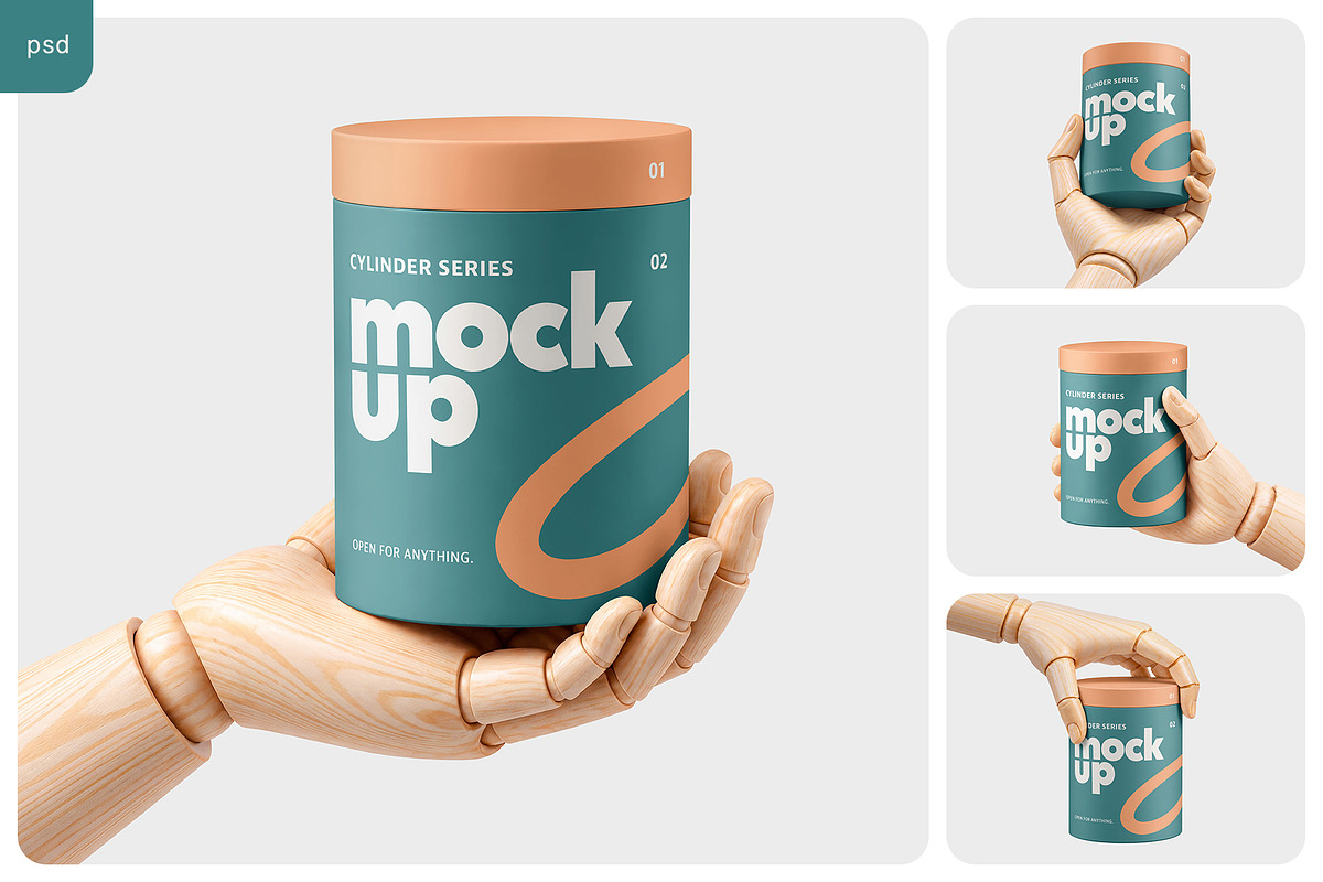 Cylinder Box Branding Mockup Set, a Packaging Mockup by Country4k (Photo 1 of 4)