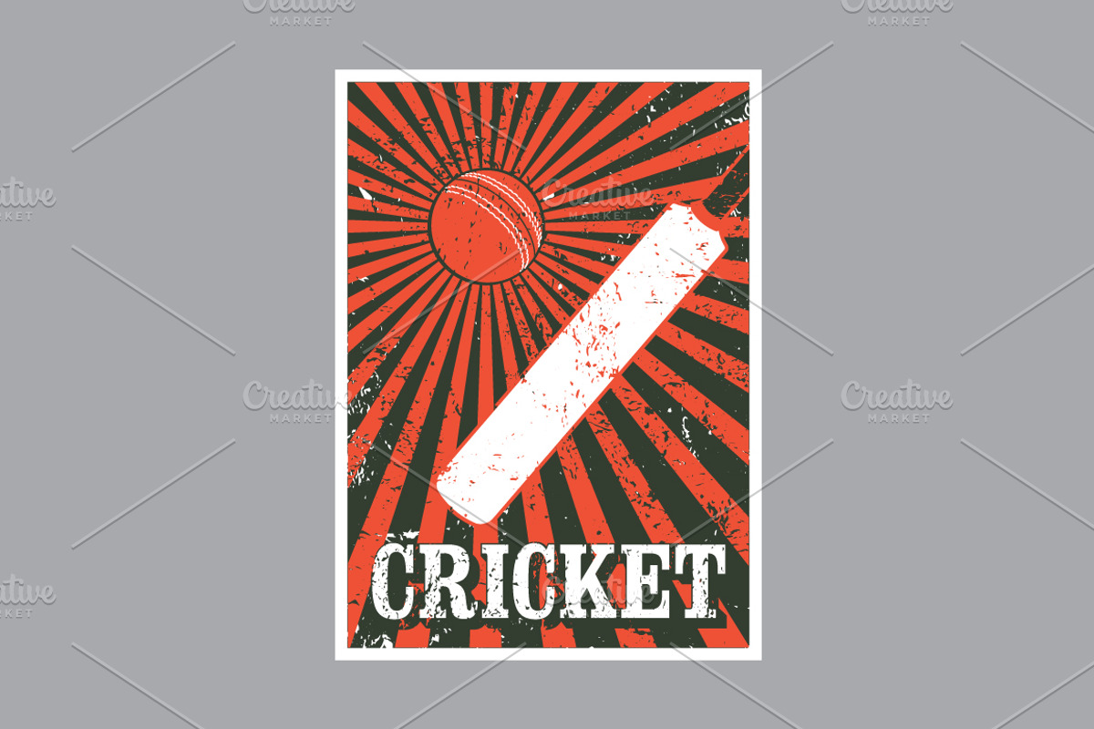 Cricket vintage vector poster set., a Sport Illustration by PoPaShop (Photo 4 of 9)