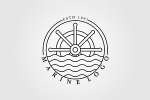 Nautical Logo Line Art Vector Design