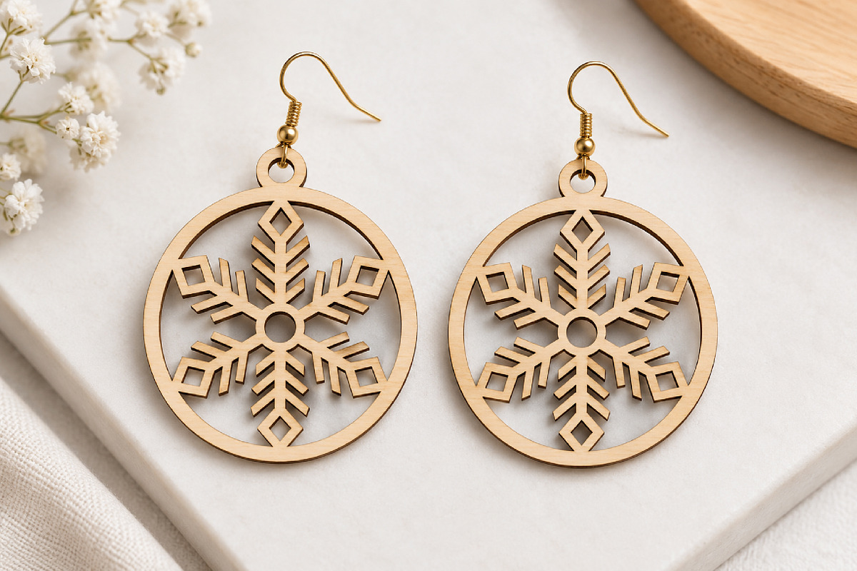 Geometric Snowflake Earrings SVG, an Object Graphic by Canvas Craft (Photo 3 of 3)
