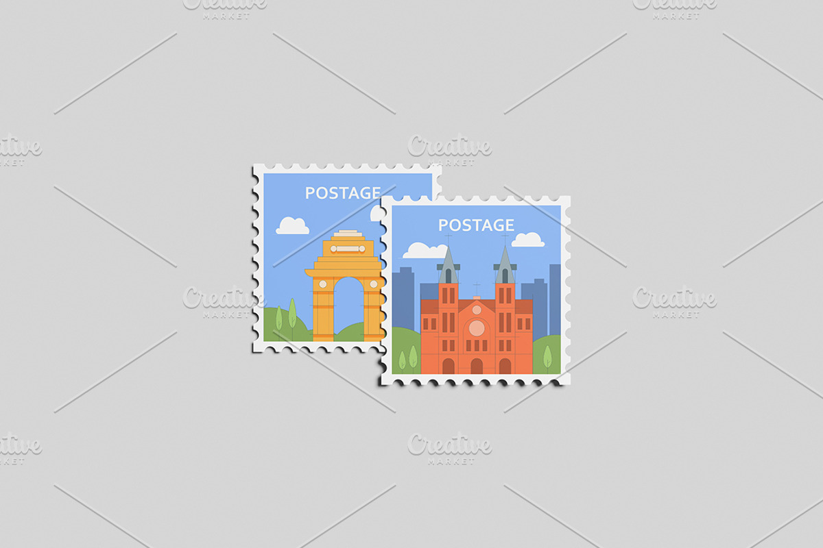 Postage Stamp Display Mockup, a Books & Magazine Mockup by Gatamotion (Photo 2 of 5)