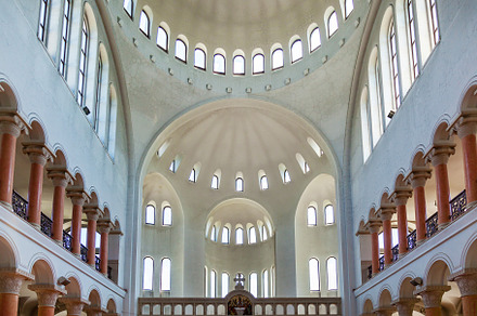 Interior of the church with columns, an Architecture Photo by Photostock
