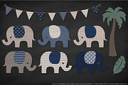 Elephants Clipart & Patterns in Navy, an Illustration by Amanda Ilkov (Thumbnail 3 of 4)
