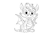 Cute Dragon Coloring Book Page, an Animal Illustration by Ghagra (Thumbnail 6 of 6)