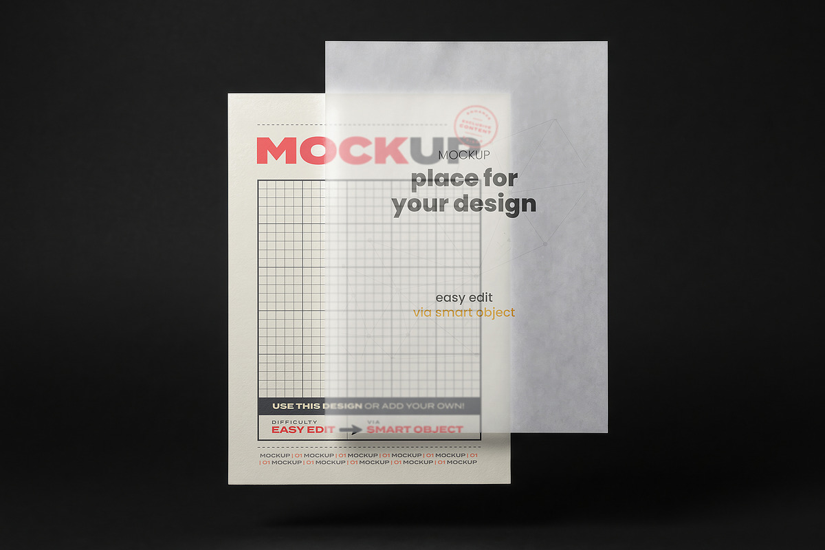Trace Paper Mockups Collection, an Advertising Mockup by Luuqas Design (Photo 3 of 3)