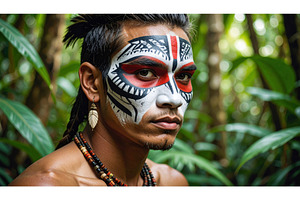 Portrait of an indigenous man with, an Arts & Entertainment Photo by Igor Tichonow
