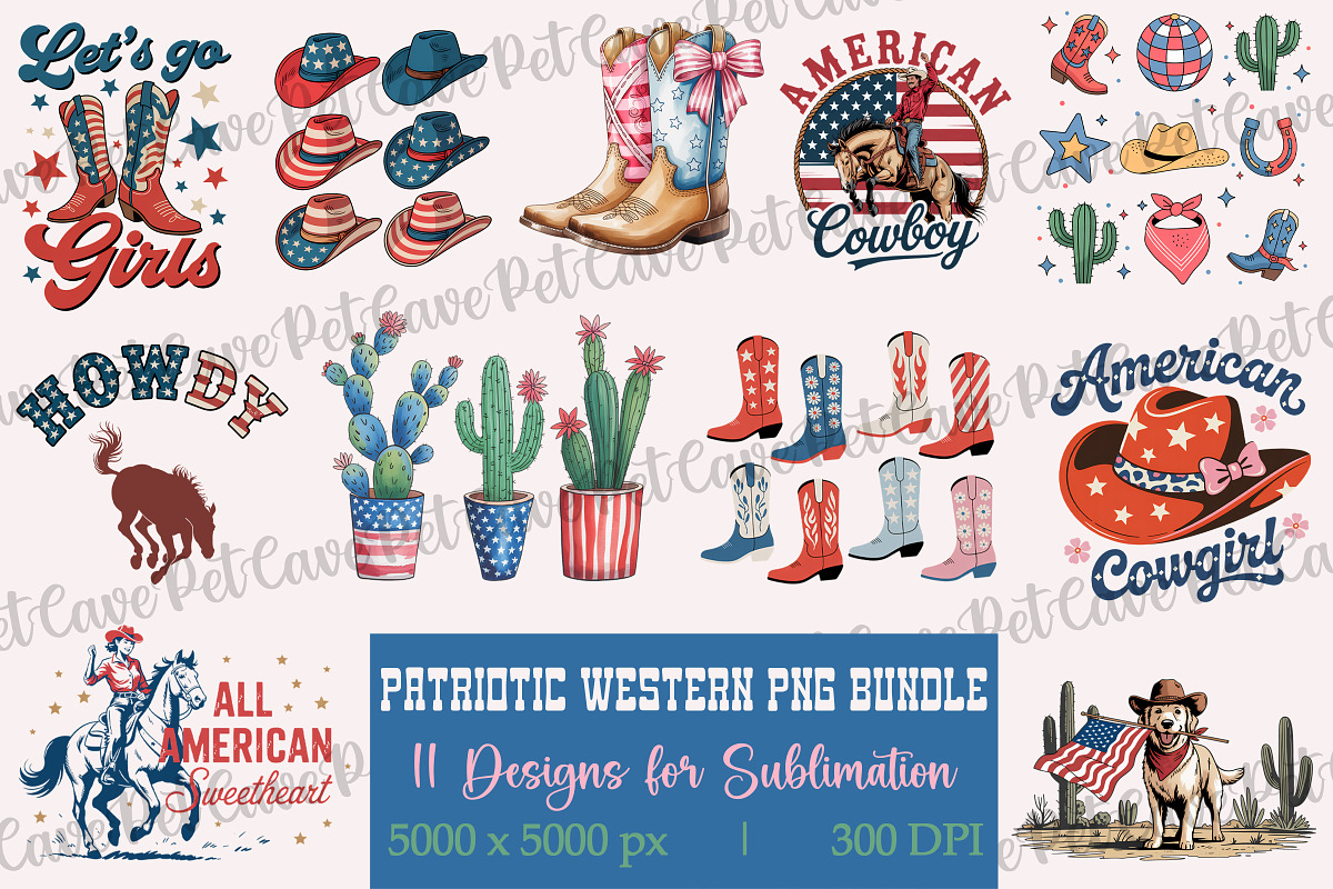 Patriotic Western Sublimation Bundle, a Graphic by Pet Cave (Photo 1 of 7)