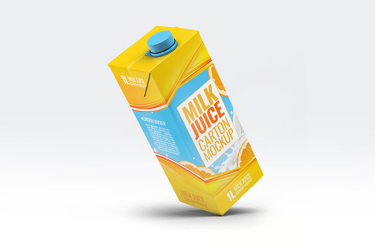 Milk or Juice Carton Mockup, an Advertising Mockup by Hubzway (Photo 5 of 7)