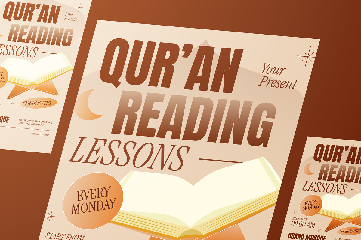 Quran Reading Lessons Flyer Set, a Flyer Template by Annora Studio (Photo 6 of 6)