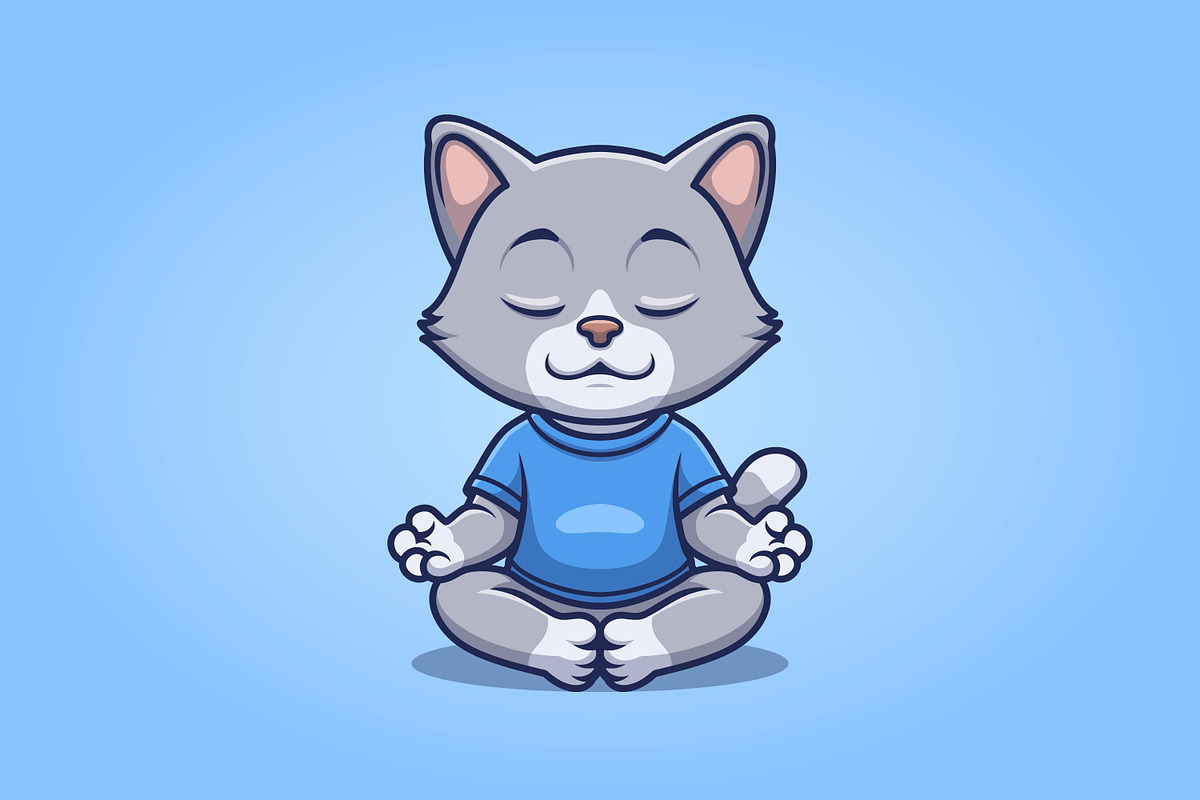 Zen Maditating Peaceful Cartoon, an Animal Illustration by Gumrega Studio