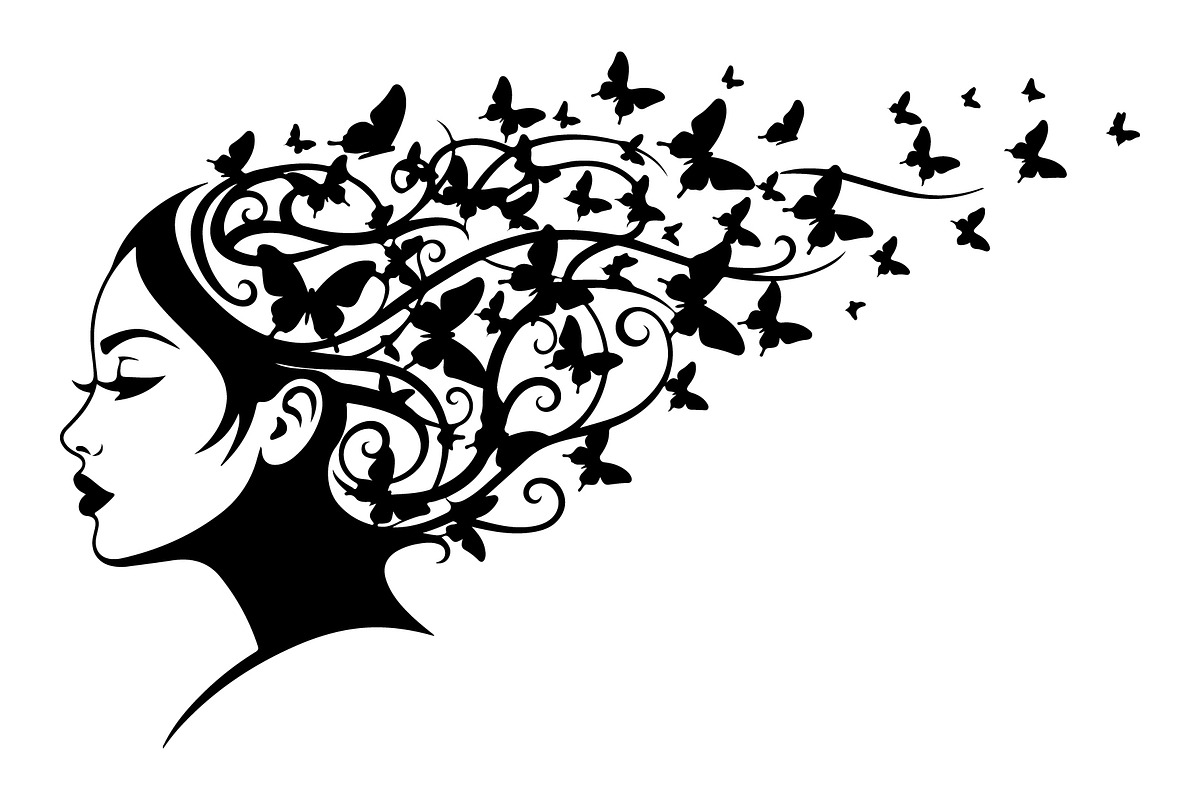 Woman Butterfly Hair Silhouette, an Object Illustration by yasushie (Photo 20 of 31)