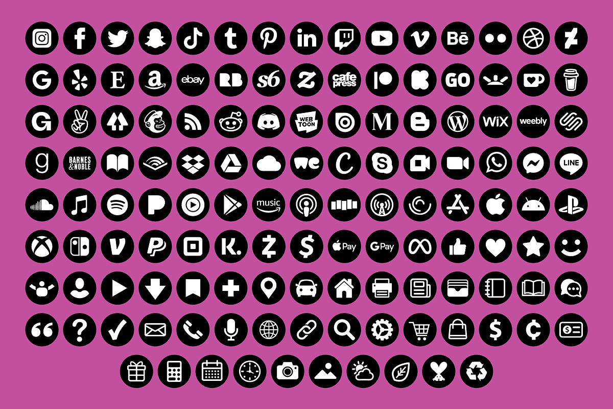 Black Circle Social Media Icons Set, an Icon by Running With Foxes