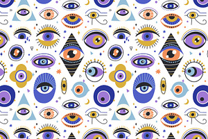 Doodle Eyes Seamless Patterns