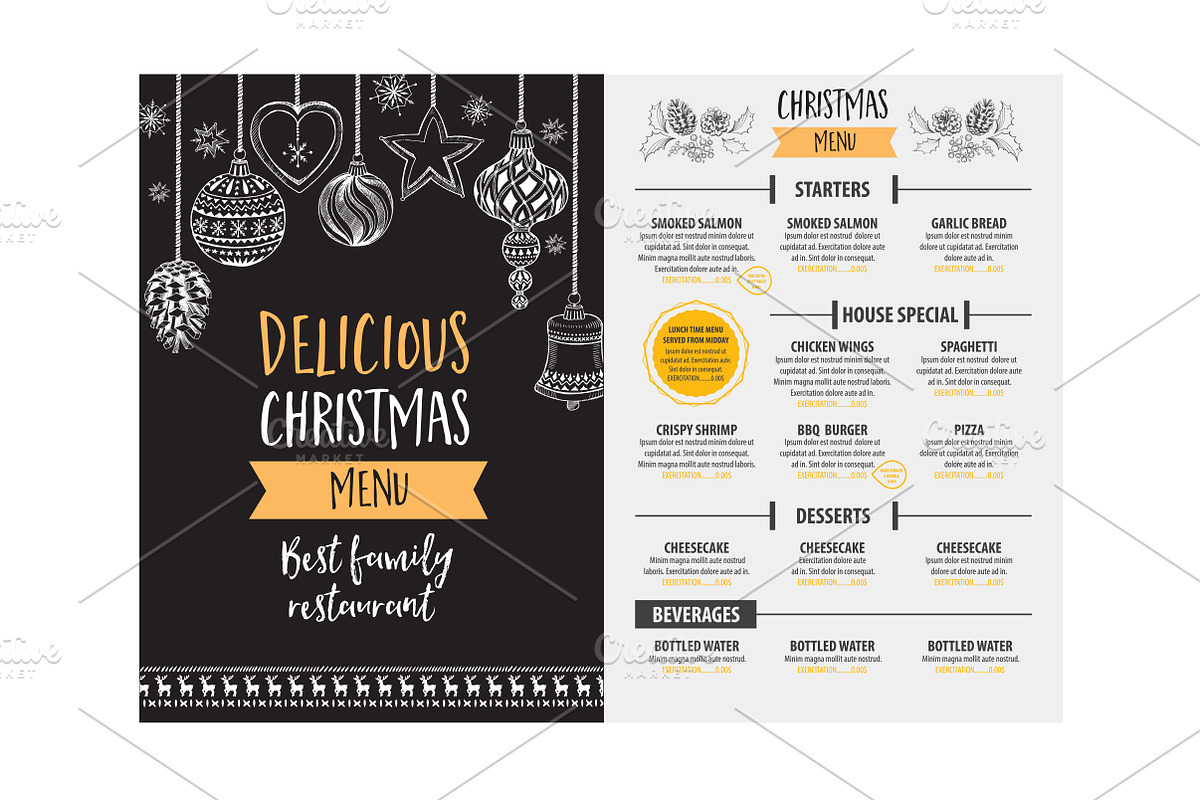 Christmas holiday menu, a Food Illustration by SpaceDuck