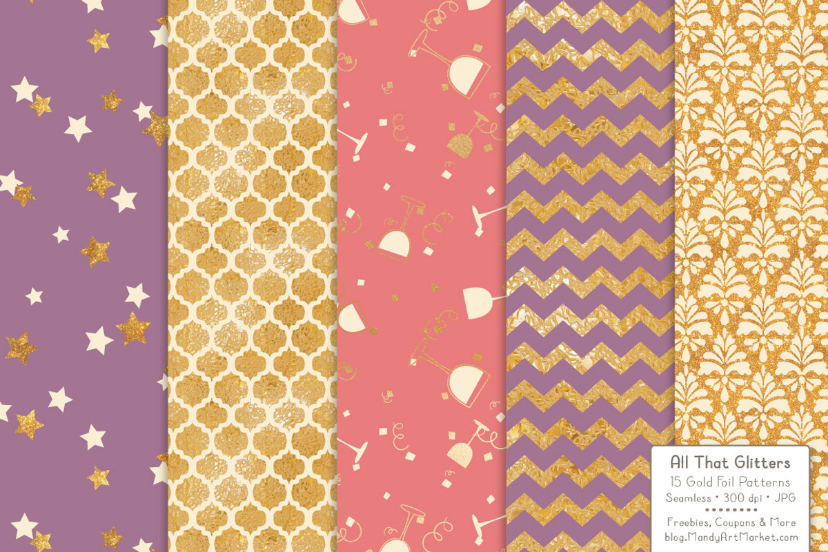 Gold Foil Digital Papers in Vintage, a Pattern Graphic by Amanda Ilkov (Photo 4 of 4)