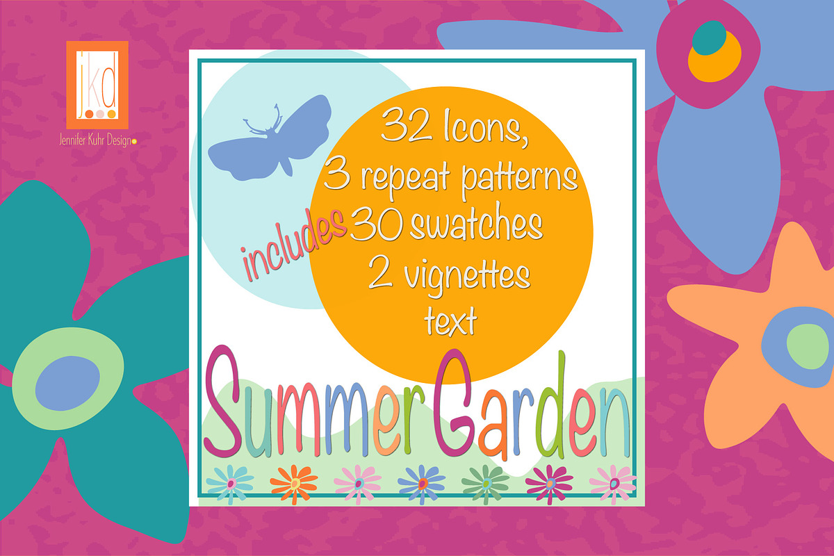 Decorative Summer Garden, an Illustration by JKD by JenniferKuhrDesign (Photo 2 of 8)