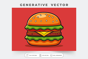 A playful hamburger illustration fea, a Graphic by Iftikhar Alam