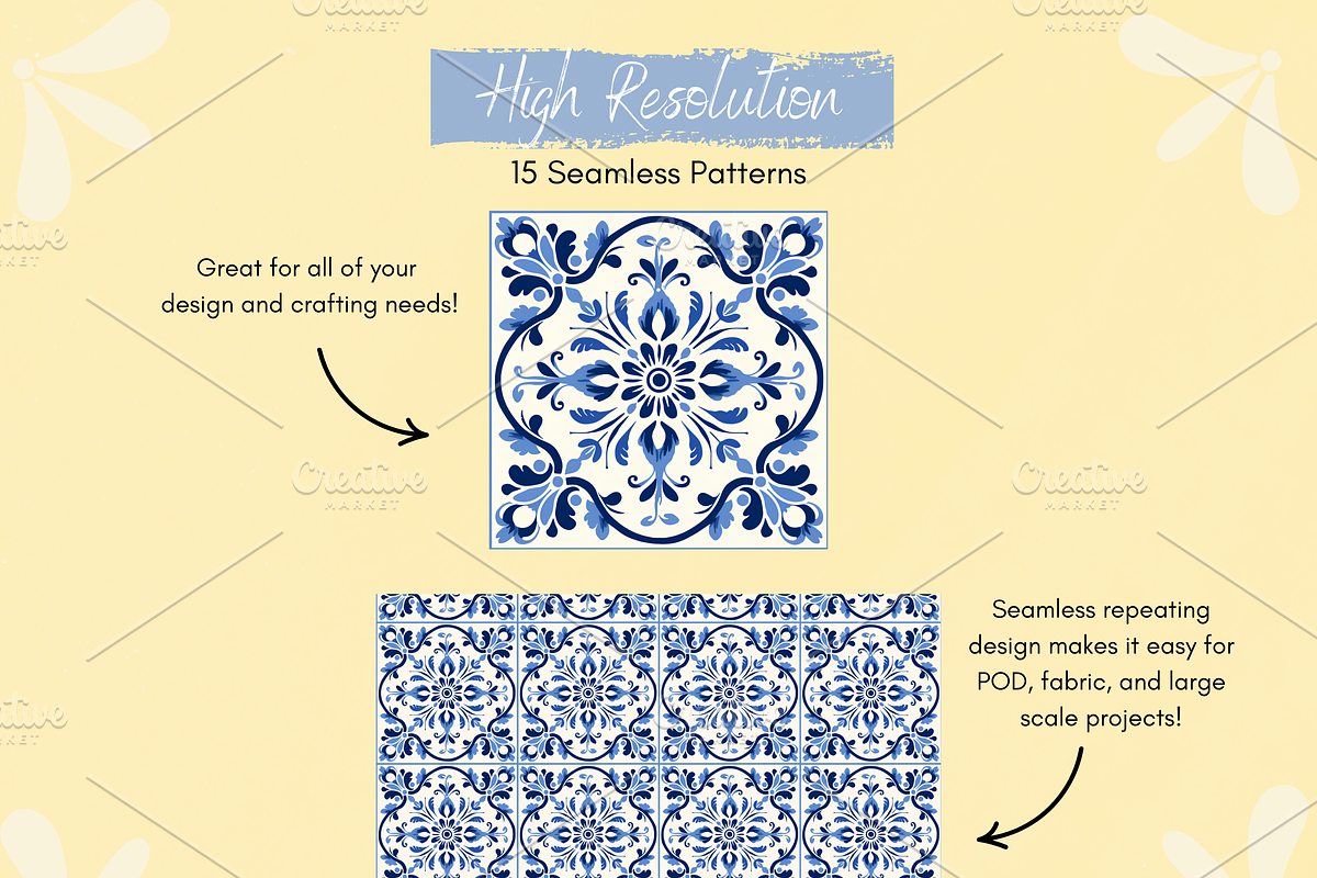 Portuguese Tiles Azulejo Pattern, a Pattern Graphic by Paper & Pattern Studio (Photo 4 of 9)