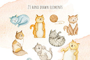Cute cats. Watercolor set, an Object Graphic by JuliaBadeeva (Thumbnail 2 of 5)