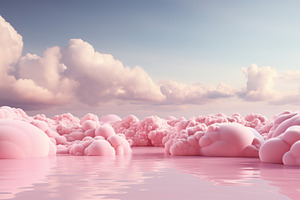 3d render of pink clouds in the sky., a Photo by LOGOCREATIVE