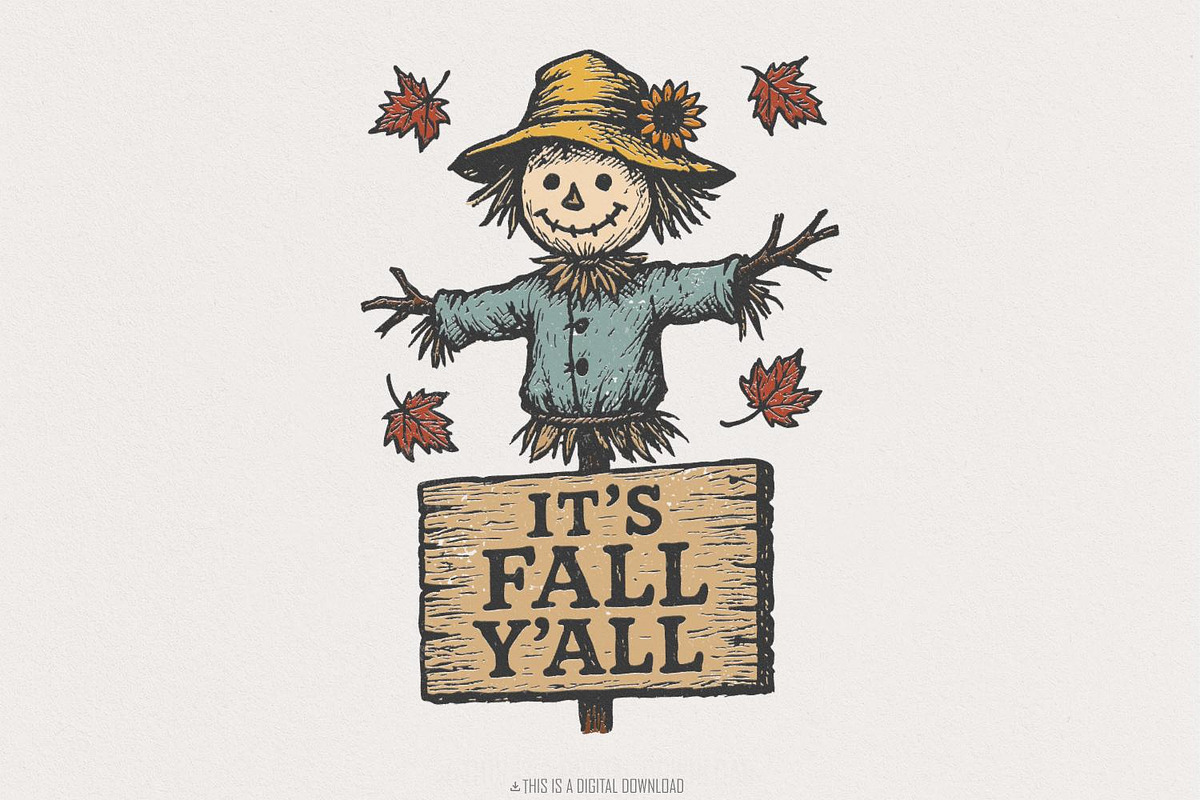 It’s Fall Y’all PNG, Scarecrow, an Illustration by SharpMarketplace (Photo 1 of 9)