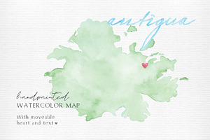 Watercolor Map of Antigua