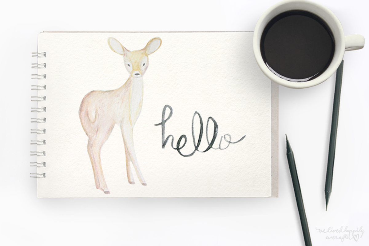 Watercolor Deer Digital Graphics, an Animal Illustration by WeLivedHappilyEverAfter (Photo 1 of 4)