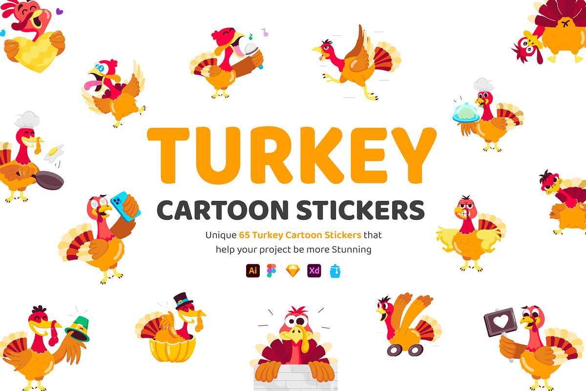 Turkey Cartoon Stickers Set, an Emoji Icon by Vectors Market (Photo 1 of 6)