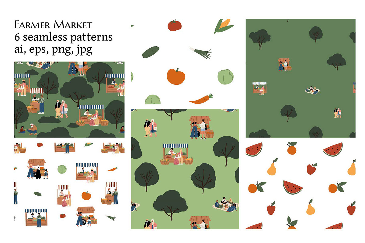Farmer Market seamless pattern set, a Pattern Graphic by LyubovZaytseva (Photo 1 of 5)