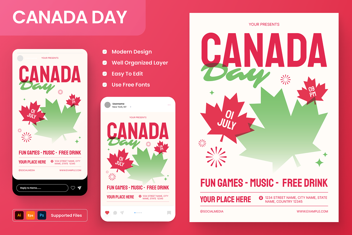 Canada Day Flyer Set, a Flyer Template by Annora Studio (Photo 1 of 6)