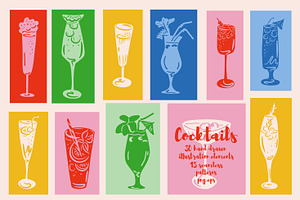 Cocktail PNG EPS Set Drawing