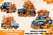 Watercolor Vintage Truck Pumpkins, an Illustration by SindyPrintDesign (Thumbnail 1 of 4)
