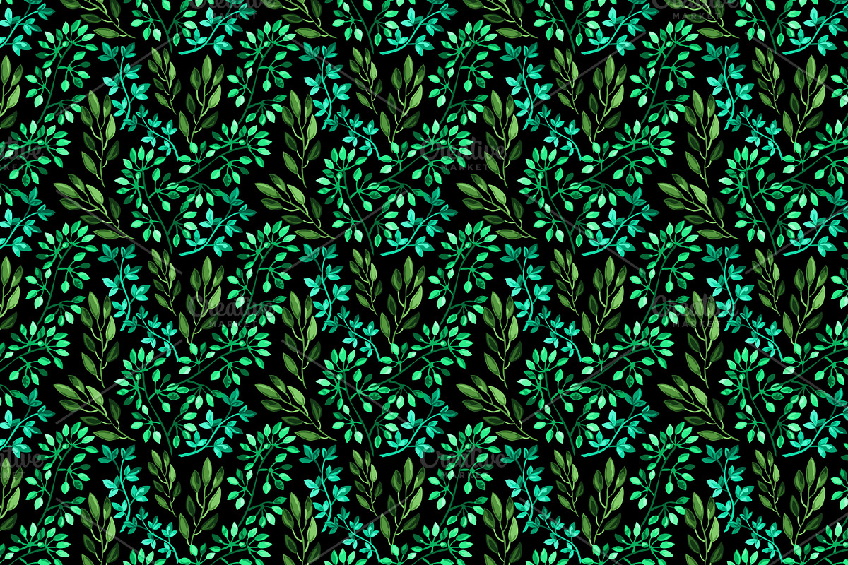 12 Green Leaves Seamless Patterns, a Pattern Graphic by Sunset&Sea Design (Photo 3 of 4)