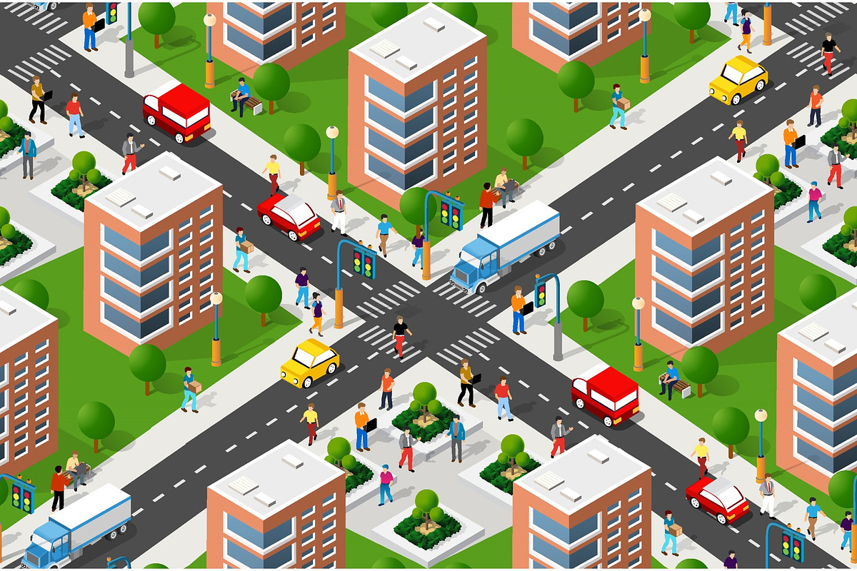 Seamless urban plan pattern map, a Texture Illustration by AlexZeL (Photo 1 of 3)