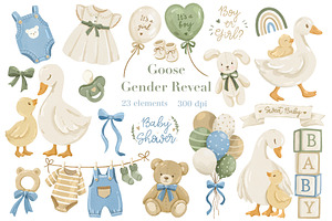 Watercolor Goose Baby Shower Clipart