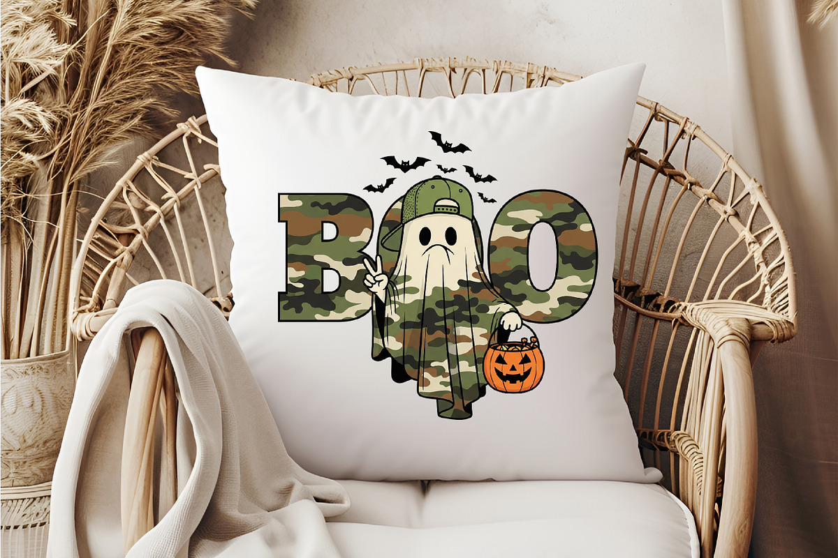 Camo BOO Halloween Sublimation PNG, an Illustration by DreamCafeArt (Photo 6 of 6)