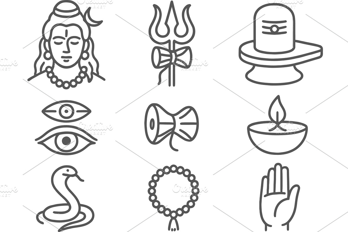 Vector illustration of Hindu symbols, an Illustration by ZinetroN