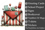 Whimsical Summer Envelope Clipart, an Illustration by Canvas Craft (Thumbnail 3 of 7)