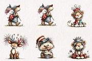 Whimsical Patriotic Animals Clipart, an Animal Illustration by CreationArt (Thumbnail 3 of 7)