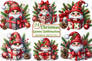 Christmas Gnome Sublimation Clipart, a Seasonal Illustration by Craft Nest